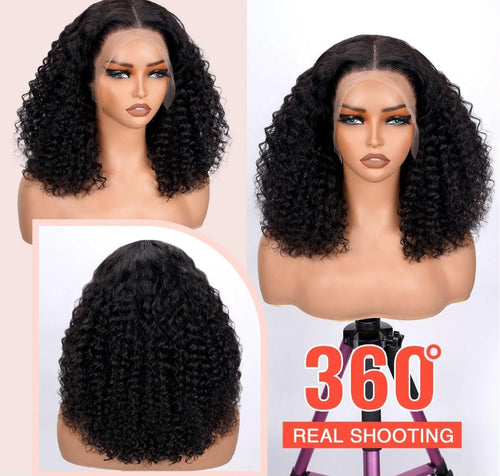 5*5 gluess glueless curly wig human hair
